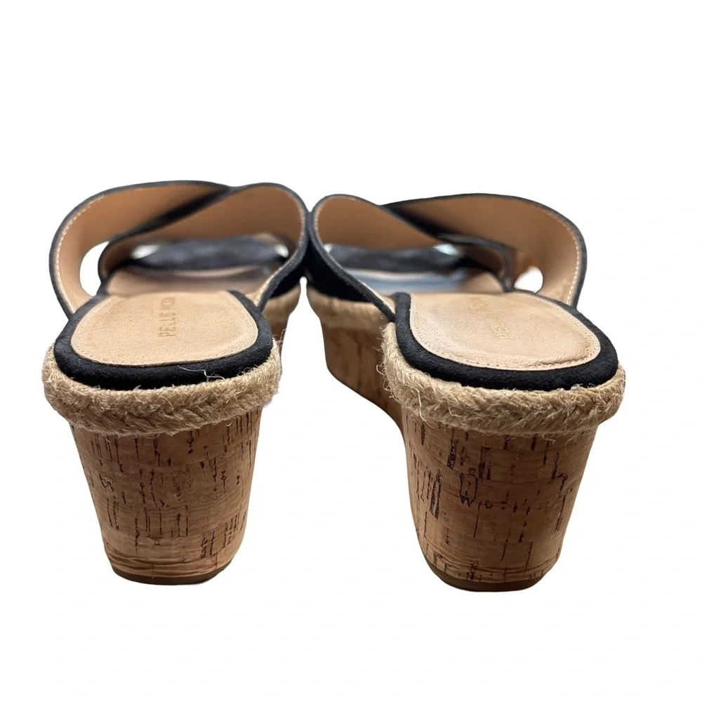 Pelle Moda Black and Tan Platform Espadrille Wedges 7.5